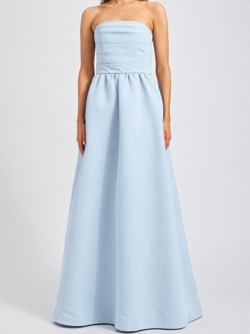 Strapless Light Blue Evening Gown Bridesmaid Dress